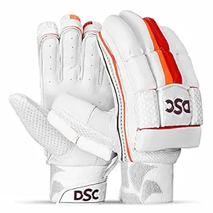 DSC Intense Shoc Leather Cricket Batting Gloves, Boys Right (White Turquoise)