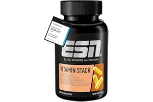 ‎ESN ESN Vitamin Stack, Multivitamin Kapseln, 120 Stück - 4 Monate Vorrat, hochdosiert, 13 wertvolle Vitamine in einer Kapsel, nur 1 Kapsel täglich, made in Germany