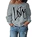 Produktbild iHENGH Karnevalsaktion Damen Mode Sexy Frauen Brief Langarmshirts Bluse Frauen Pullover Strapless Sweatshirt