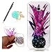 Produktbild Uposao Zubehör set Bling Soft Silikon TPU Hülle für Samsung Galaxy A5 (2017) Schutzhülle Etui Schale Schutz Backcover mit Crystal Bunt Strass Glitzer Lila Blatt Ananas Muster Design ,Eingabestift Stylus Pen, Blau Blumen Staub-Stecker