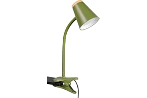 Reality Leuchten LED Klemmleuchte Pongo R25831115, Kunststoff Grün, Holznachbildung, inkl. 4.5 Watt LED, Flexarm