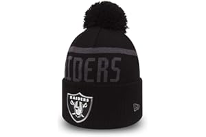 New Era NFL Blk Coll Knit Oakland Raiders - Gorro con pompón, color negro