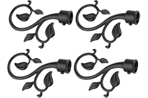 BLOGIIUP Curtain Pole for Windows 4pcs 22MM Rod Finials Ends Heads Caps Rod Kits Black,Curtain Pole Decoration Accessories,Curtain Pole Ends Rod Heads Caps Black