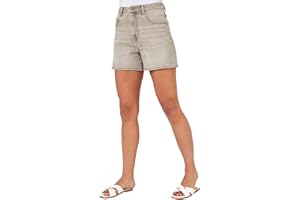 Roman Originals Denim Shorts with Pockets for Women UK Ladies Mom Jeans High Waisted Turned Frayed Hem Stretchy Cotton Casual Slim Skinny Pants Mother Holiday Bermuda
