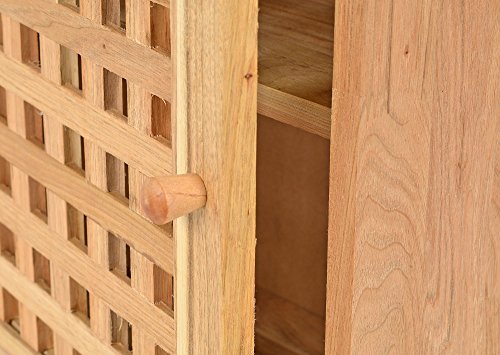 Medizinschrank Badschrank Badregal aus massivem Walnussholz Gitterdesign Arznei Schrank - 6