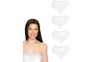 FUGLUS 4 Parches de Silicona en Forma de Corazón Antiarrugas para Escote y Pecho, Almohadillas Silicona Reutilizables para Mujer y Niñas, Parches Transparentes para Reducir Arrugas en el Cuello