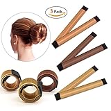 IBEET Bun Hair Maker, Magic Hair Styling Donut Bun Maker, Hair Bun Shapers for Women Girls DIY Hairstyle Tools, 3 Pack(Brown/Red-brown/Yellow Brown)