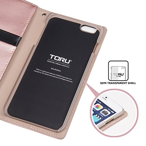 iPhone 6S Plus Case, TORU [iPhone 6S Plus Zipper Wallet Case] Card Slot Holder Magnetic Flip Cover with Zipper Pocket and Wrist Strap for iPhone 6S Plus / iPhone 6 Plus - Rose Gold