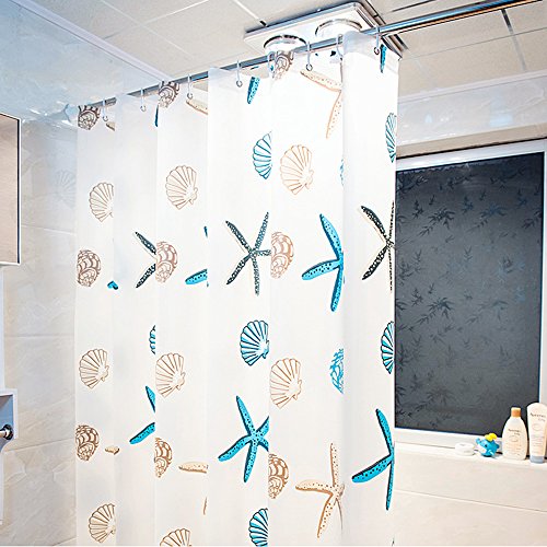 Duschvorhang Anti-Schimmel,Wasserabweisender Stoff PEVA wasserdicht ,waschbar Antibakteriell Badvorhang Wasserabweisender Stoff-Duschvorhang Duschvorhang mit 12 Duschvorhangringe für Badezimmer shower curtains Waterproof 180 x 200 cm - 2