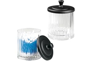 mDesign Set da 2 contenitori in plastica per prodotti cosmetici – Barattolo con coperchio ideale come porta cosmetici e molto altro – Organizer cosmetici versatili – trasparente/nero