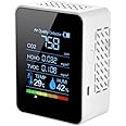 Carbon Dioxide Detector, Bekasa 5-in-1 Air Quality Detector Indoor CO2 Meter Digital TVOC HCHO Monitor Temperature Humidity Sensor Tester Colourful Backlight Display for Home Office Gym (White)