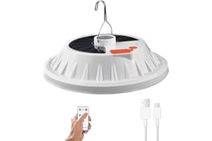 Wisada 120 LED Solar Camping Lantern con Control Remoto, Lámpara de Camping Luces portátiles para Recargable por USB 5 Modos IPX7 Impermeable Tienda Luz para Exteriores, Emergencia (120W)