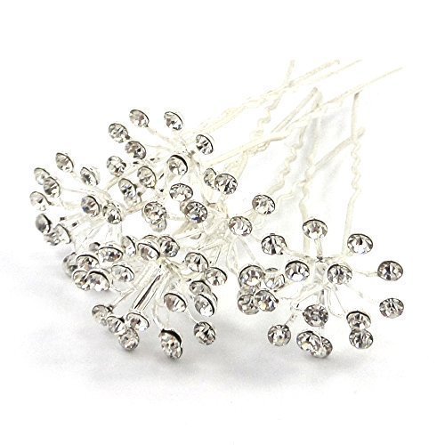 Bride Boutique Bridal Wedding Silver Crystal Diamante Star Flower Large Hair Pins Clips Grips