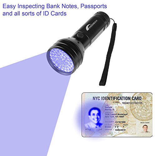 Moobom 51 LED Violet Taschenlampe UV-Licht Spot Detektor 3 Batterien Enthalten - 4