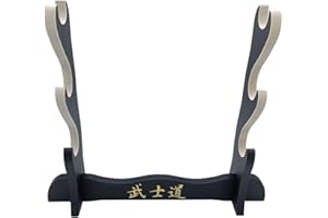 Glac Store® Espositore Supporto Stand Piedistallo 3 Posti Velluto Grigio Chiaro Scamosciato da Tavolo per Katana Giapponese tipo Ultimo Samurai Miyamoto Musashi Kill Bill in Legno e Ricambio