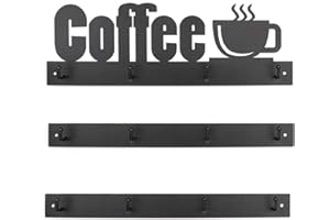 Sileduove Estante de pared para tazas de café, decoración de pared, colgador de tazas de té, decoración para cafetería, cocina, oficina