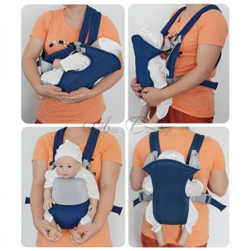 SODIAL(R) Adjustable Infant Baby Carrier Newborn Kid Sling Wrap Rider Backpack Blue