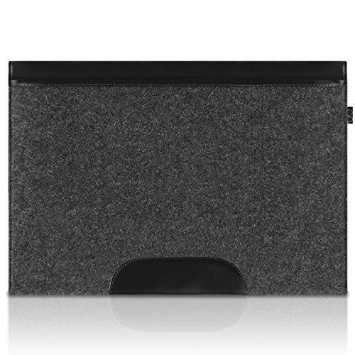 SILEO® 13-13,3 Zoll Premium Laptophülle ARTHUR für Macbook Pro Air Dell XPS uvm. – Echtes Filz mit lebenslanger Garantie – Sleeve Case Hülle in Anthrazit & Schwarz - 2