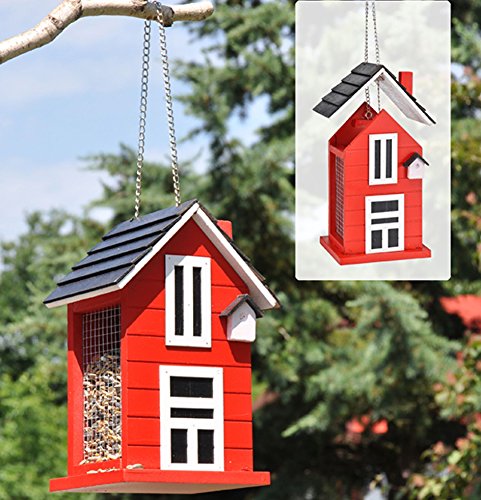 Vogelfutterhaus Holz rot