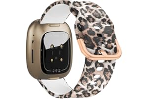 SeNool Correa Compatible con Fitbit Versa 3 / Sense, [Silicona Blanda] [Patrón Elegante] Repuesto Band para Fitbit Sense/Fitbit Versa 3 - Leopard