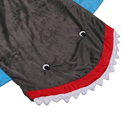 Hai Decke Kinder 140x56cm Flanell Tagesdecke Grau - 3