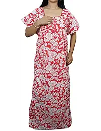 Indiatrendzs Women Cotton Floral Nighty Nightwear Maxi Night Gown 54"
