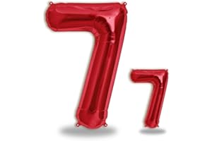 FUNXGO® Ballon decoration anniversaire 7 ans - Lot de 2 - Ballons Numéro 7 en Rouge - deco anniversaire 7 ans fille ou garcon - Gonflables à l'Hélium - Happy Birthday Decoration - Rouge Chiffre 7