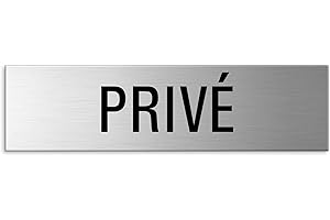 OFFORM DESIGN Plaque Privé 150x40 mm Aluminium brossé Aspect Acier inox auto-adhésif