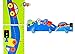 Colourful Wooden Car and Lorry Decorated Height Chart and Triple Coat Hooks Wall Hooks - Car Themed Boys Bedroom Accessories