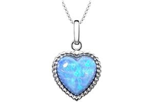 PAUL WRIGHT JEWELLERY Paul Wright Created Opal Pendant Necklace, Heart Shaped with Vibrant Colour, 925 Sterling Silver, 41cm plus 5cm Extender
