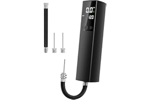 ‎KIZPLAYS Elektrische Ballpumpe, Intelligente Luftpumpe, Tragbar, Schnelles Aufpumpen des Balls mit Präzisem Manometer und Digitalem LCD-Display für Fußball, Basketball, Volleyball(2 Nadeln und 1 Düse)