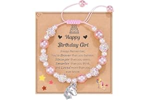 DHRUTI Einhorn Armbänder, Rosa Perlen und Strasskugeln Armband, Personalisierte Einhorn Armband,Bunte Schmuck Armbänder für Mädchen,Weihnachtsgeschenke | Geburtstagsgeschenk, Für Mädchen Frauen