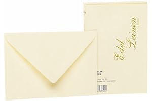 ‎RÖSSLER Rössler Papier 2031705802 - Edel Leinen - Briefumschlagpack DIN C6, Seidenfutter, ivory
