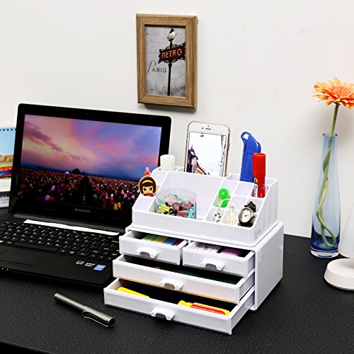 Songmics Muttertagsgeschenk Kosmetik Aufbewahrung Organizer 4 Schubladen Acryl weiß JKA0010 - 4