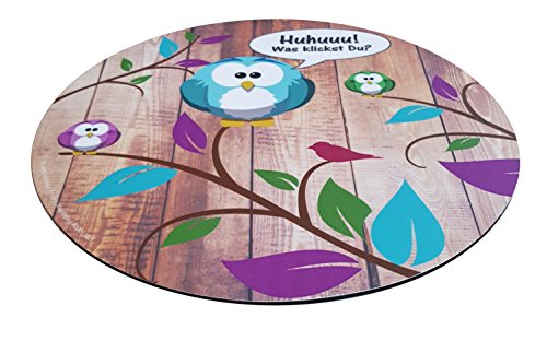 Süßes Eulen bzw. Uhu Mouse-Pad rund 22cm | Qualitäts-Mauspad aus strapazierfähigem Kunststoff mit rutschfester Unterseite aus Zellkautschuk – passend für alle gängigen Mouse-Typen - 2