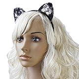 Tinksky Katzenohren Haarreif Fancy Dress Kostüm Stirnband Cosplay (Schwarz) -