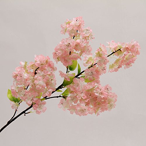 Pingofm Emulation Flower Silk flower emulation flower artificial flowers ceiling 4 Fork Japanese cherry blossoms home living room is furnished and decorated Wedding playmate arts bottle Boutonniere Artificial Flowers,3 Fork single storey pale pink (single)