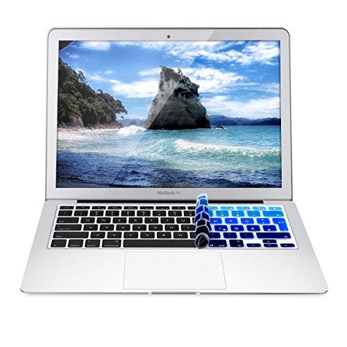 kwmobile Tastaturschutz Apple MacBook Air 13“/ Pro Retina 13“/ 15“ – QWERTZ Silikon Laptop Tastaturfolie – Notebook Tastaturschutzfolie Hellblau Dunkelblau - 2