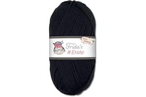 FRIDA'S WOLLHAUS Frida's #Erste Wolle 100g Anti-Pilling (27 - Schwarz) fusselfreie Strick- & Häkelwolle