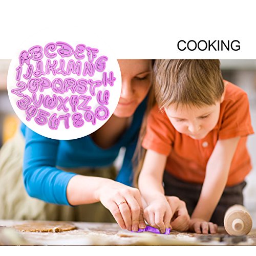 ilauke Fondant Modellierwerkzeug Alphabet Zahlen Buchstaben Ausstecher Stempel Ausstechformen Backen Kuchen lustig Tortendeko für Party Geburtstag Feier 36 teilig - 6