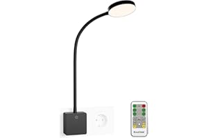 ‎ENUOTEK ENUOTEK LED Wand Leselampen Steckdosenlampe Schwanenhals Schwarz mit Fernbedienung, 4W 280Lm Touch Dimmbar, Neutralweiß 4000K Schlafzimmer Beleuchtung, 1er Lampe und 1er Fernbedienung