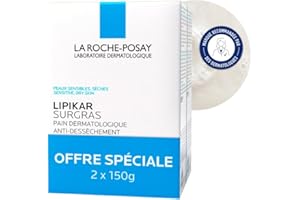 La Roche-Posay, Lipikar, Savon Pain Surgras Anti-Dessèchement, Idéal Peaux Sensibles et Peaux Sèches, Apaise les Sensations de Tiraillements, Enrichi en Beurre de Karité et Niacinamide, Lot de 2