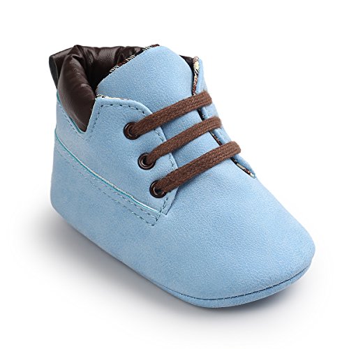 Zapatos de bebé Auxma Bebé niño Zapatos,Cuero Suela Suave Infantil niño Zapatos con Cordones (11cm(0-6 Meses), Azul)