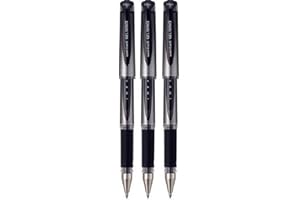 UNI-BALL Uni Ball Black Capped (UM-153S) Gel Impact Rollerball Pen Ball Point Pens Broad 1mm Nib Tip 0.6mm Line Width Ink (Pack Of 3)