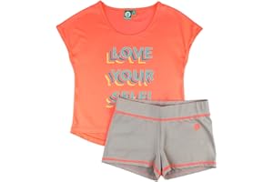 ALPHADVENTURE - Conjunto Deportivo Niña, Chándal de 2 Piezas, Set Camiseta Manga Corta y Pantalón Corto para Hacer Deporte - Tallas de 6 hasta 14 años