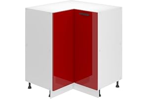 B BELINI GROUP Belini Armadietto da cucina, mobiletto da cucina, 90 cm di larghezza, SNP mobile da cucina senza piano di lavoro, mobile angolare da cucina con 1 anta, rosso lucido