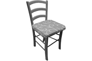 Russo Tessuti Set 6 Cuscini Sedie Coprisedia Cucina Imbottiti con Alette Ghirigori -Grigio