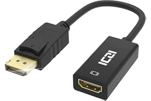 ICZI Adaptateur DisplayPort vers HDMI1080P 60Hz, Unidirectionnel convertisseur DisplayPort Mâle vers HDMI Femelle, Compatible pour Ordinateur Portable PC Moniteur de Télévision Projecteur