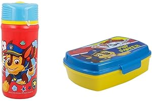 ALMACENESADAN, 4959, Pack vuelta al cole Patrulla canina twister, paw patrol; compuesto por Botella sport 390ml y sandwichera rectangular multicolor, productos reutilizables, sin BPA