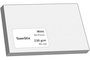 TOWNSTIX 60 Sztuk, 230 g/m² - Karton Biały A5, Gruby Karta Biała do Rysowania Druku Drukarka